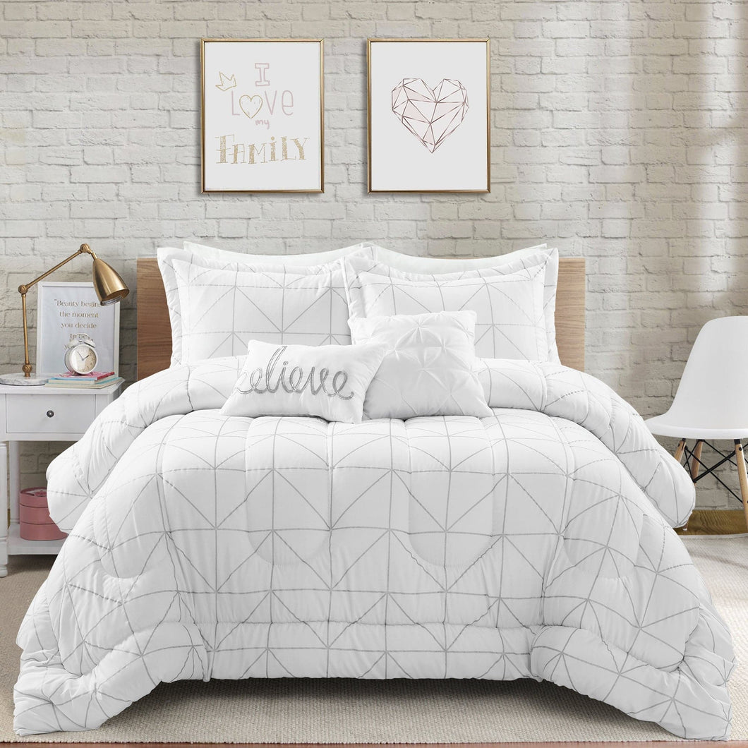 Trio Geo Metallic Print Comforter Set