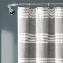 Load image into Gallery viewer, Tucker Stripe Yarn Dyed Knotted Tassel Shower Curtain
