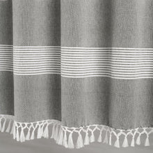 Load image into Gallery viewer, Tucker Stripe Yarn Dyed Knotted Tassel Shower Curtain
