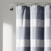 Load image into Gallery viewer, Tucker Stripe Yarn Dyed Knotted Tassel Shower Curtain
