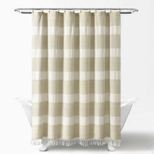 Cargar imagen en el visor de la galería, Tucker Stripe Yarn Dyed Knotted Tassel Shower Curtain
