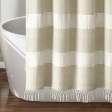 Load image into Gallery viewer, Tucker Stripe Yarn Dyed Knotted Tassel Shower Curtain
