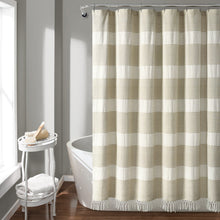 Load image into Gallery viewer, Tucker Stripe Yarn Dyed Knotted Tassel Shower Curtain
