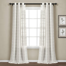 Cargar imagen en el visor de la galería, Farmhouse Textured Grommet Sheer Window Curtain Panel Set
