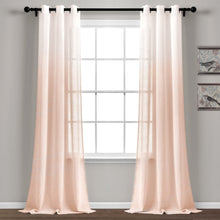 Cargar imagen en el visor de la galería, Farmhouse Ombre Stripe Grommet Sheer Window Curtain Panel Set
