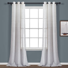 Load image into Gallery viewer, Farmhouse Ombre Stripe Grommet Sheer Window Curtain Panel Set
