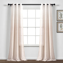 Load image into Gallery viewer, Farmhouse Ombre Stripe Grommet Sheer Window Curtain Panel Set
