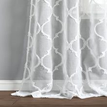 Load image into Gallery viewer, Avon Trellis Grommet Sheer Window Curtain Panel Set
