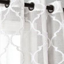 Load image into Gallery viewer, Avon Trellis Grommet Sheer Window Curtain Panel Set
