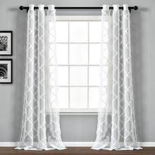 Load image into Gallery viewer, Avon Trellis Grommet Sheer Window Curtain Panel Set
