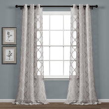 Load image into Gallery viewer, Avon Trellis Grommet Sheer Window Curtain Panel Set
