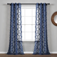 Load image into Gallery viewer, Avon Trellis Grommet Sheer Window Curtain Panel Set
