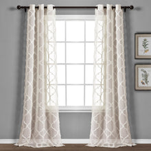 Load image into Gallery viewer, Avon Trellis Grommet Sheer Window Curtain Panel Set
