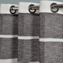 Load image into Gallery viewer, Textured Stripe Grommet Sheer Window Curtain Panel Set
