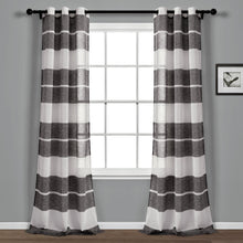 Load image into Gallery viewer, Textured Stripe Grommet Sheer Window Curtain Panel Set
