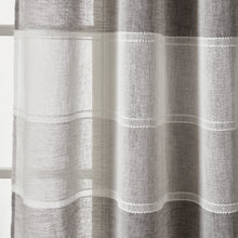 Cargar imagen en el visor de la galería, Textured Stripe Grommet Sheer Window Curtain Panel Set
