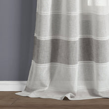 Load image into Gallery viewer, Textured Stripe Grommet Sheer Window Curtain Panel Set
