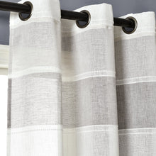 Load image into Gallery viewer, Textured Stripe Grommet Sheer Window Curtain Panel Set
