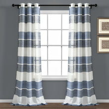 Load image into Gallery viewer, Textured Stripe Grommet Sheer Window Curtain Panel Set
