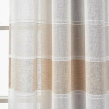 Load image into Gallery viewer, Textured Stripe Grommet Sheer Window Curtain Panel Set
