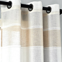 Load image into Gallery viewer, Textured Stripe Grommet Sheer Window Curtain Panel Set
