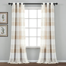 Load image into Gallery viewer, Textured Stripe Grommet Sheer Window Curtain Panel Set
