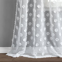 Load image into Gallery viewer, Textured Dot Grommet Sheer Window Curtain Panel Set
