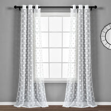 Load image into Gallery viewer, Textured Dot Grommet Sheer Window Curtain Panel Set
