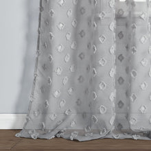 Load image into Gallery viewer, Textured Dot Grommet Sheer Window Curtain Panel Set
