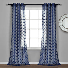 Load image into Gallery viewer, Textured Dot Grommet Sheer Window Curtain Panel Set
