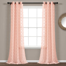 Cargar imagen en el visor de la galería, Textured Dot Grommet Sheer Window Curtain Panel Set
