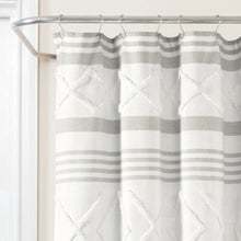 Load image into Gallery viewer, Urban Diamond Stripe Woven Tufted Recycled Cotton Blend Shower Curtain
