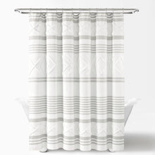 Load image into Gallery viewer, Urban Diamond Stripe Woven Tufted Recycled Cotton Blend Shower Curtain
