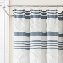 Load image into Gallery viewer, Urban Diamond Stripe Woven Tufted Recycled Cotton Blend Shower Curtain
