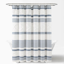 Load image into Gallery viewer, Urban Diamond Stripe Woven Tufted Recycled Cotton Blend Shower Curtain
