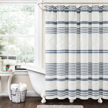 Load image into Gallery viewer, Urban Diamond Stripe Woven Tufted Recycled Cotton Blend Shower Curtain
