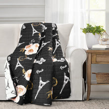 Cargar imagen en el visor de la galería, Vintage Paris Rose Butterfly Script Throw
