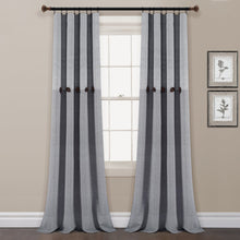 Load image into Gallery viewer, Farmhouse Button Stripe Yarn Dyed Woven Cotton Blend Window Curtain Panel Set
