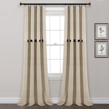 Load image into Gallery viewer, Farmhouse Button Stripe Yarn Dyed Woven Cotton Blend Window Curtain Panel Set
