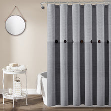 Load image into Gallery viewer, Farmhouse Button Stripe Yarn Dyed Shower Curtain
