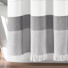 Load image into Gallery viewer, Stripe Yarn Dyed Tassel Fringe Woven Cotton Shower Curtain
