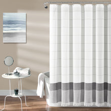 Load image into Gallery viewer, Stripe Yarn Dyed Tassel Fringe Woven Cotton Shower Curtain
