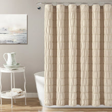 Load image into Gallery viewer, Waffle Stripe Woven Cotton Shower Curtain
