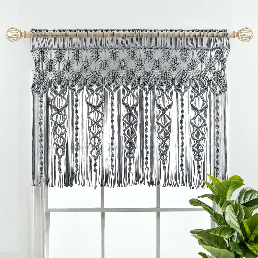 Boho Macrame Textured Cotton Valance