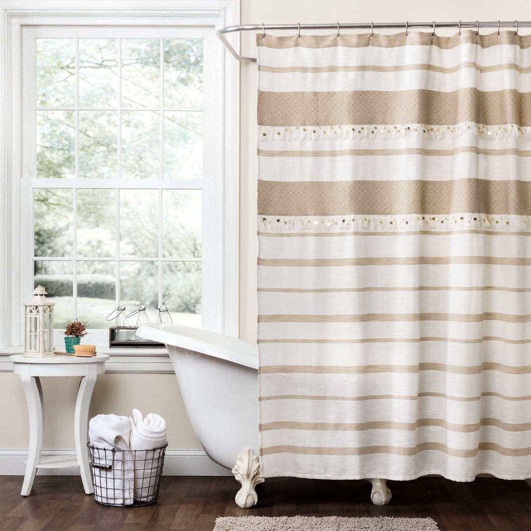 Malaika Stripe Cotton Shower Curtain