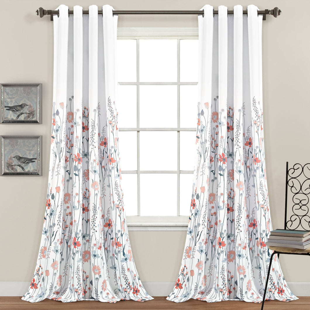 Clarissa Floral Light Filtering Window Curtain Panel Set