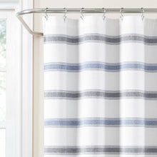 Load image into Gallery viewer, Stripe Woven Textured Yarn Dyed Recycled Cotton Shower Curtain
