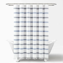 Load image into Gallery viewer, Stripe Woven Textured Yarn Dyed Recycled Cotton Shower Curtain
