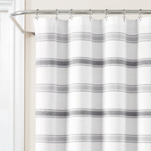 Load image into Gallery viewer, Stripe Woven Textured Yarn Dyed Recycled Cotton Shower Curtain
