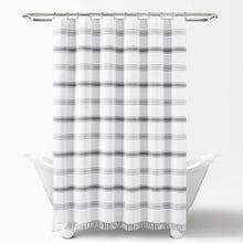 Load image into Gallery viewer, Stripe Woven Textured Yarn Dyed Recycled Cotton Shower Curtain
